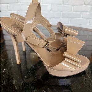 Valentino Garavani Patent Bow, Platform Ankle Strap Heels